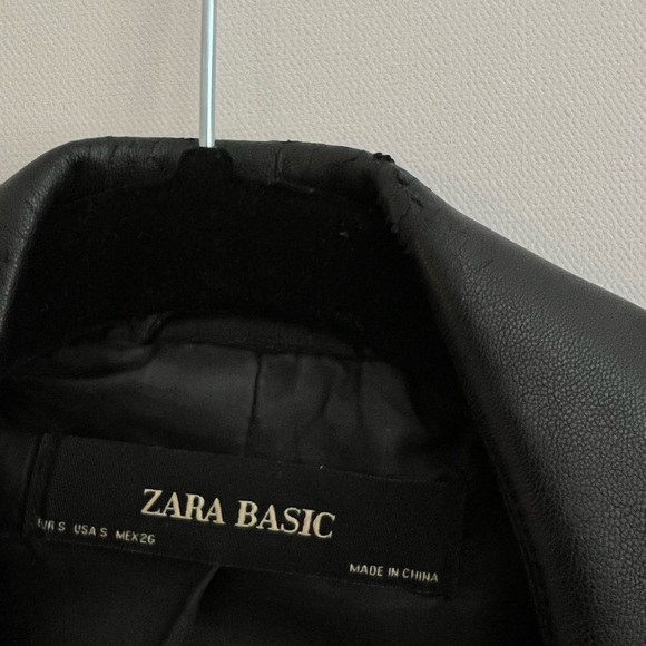 ZARA Black Faux Leather Motto Jacket - Picture 4 of 5